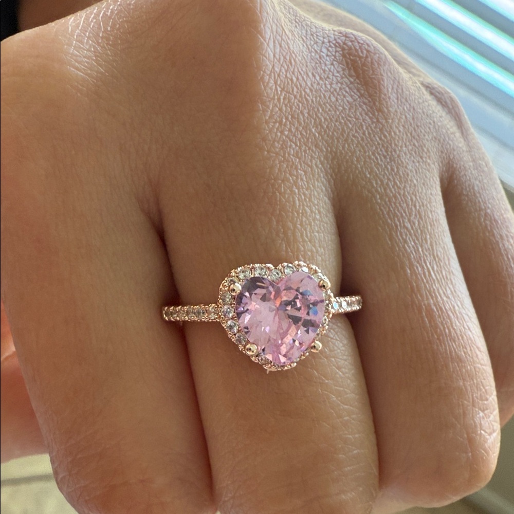Heart-Shaped Pink Gemstone Ring